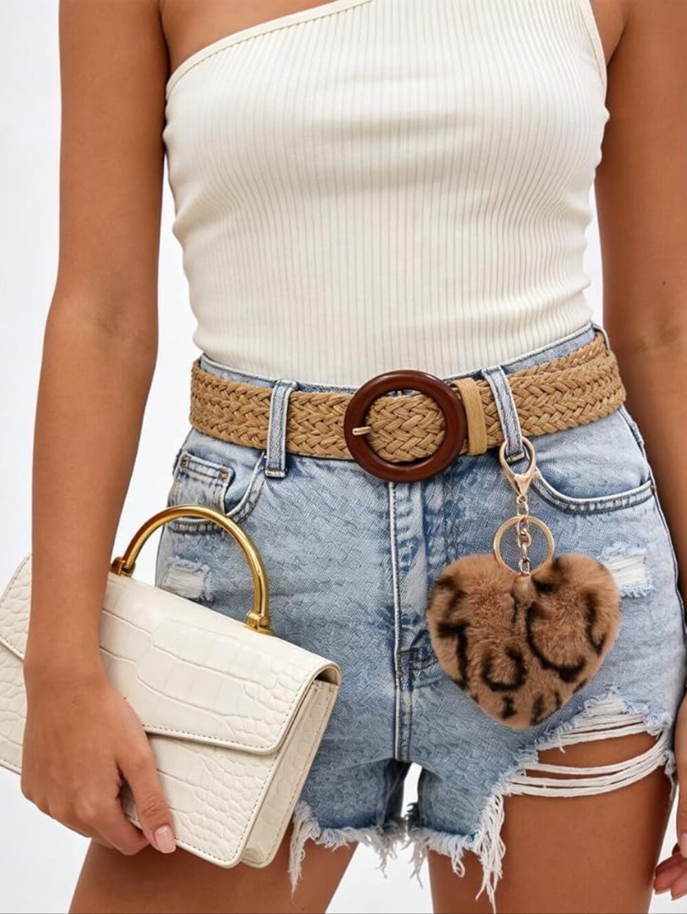 LEOPARD FAUX FUR HEART KEYCHAIN PURSE CHARM CHOOSE - Picture 4 of 5